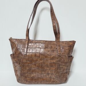Relic Tan Crocodile-Patterned Tote Bag Shoulder Bag Purse Faux Leather